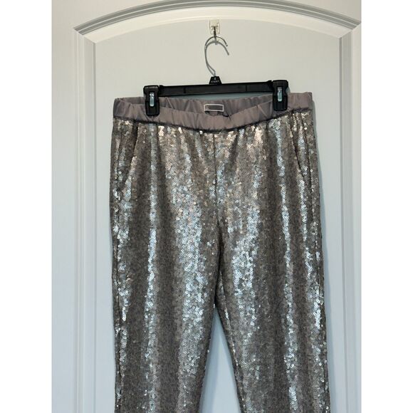 Chelsea28 Sequin Silver Pull-on Elastic Waist Pants Size Medium - Picture 6 of 8